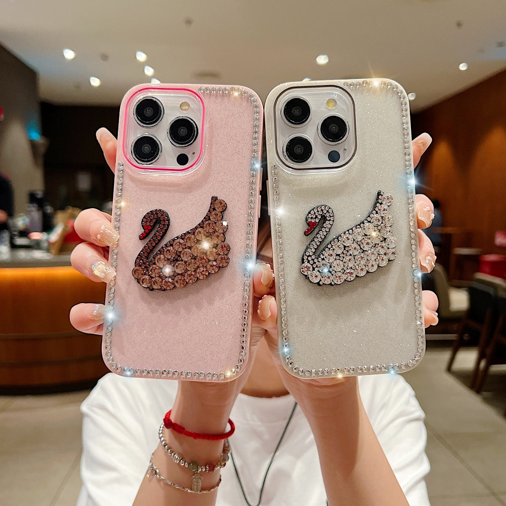 Glittery Diamond Swan Phone Case