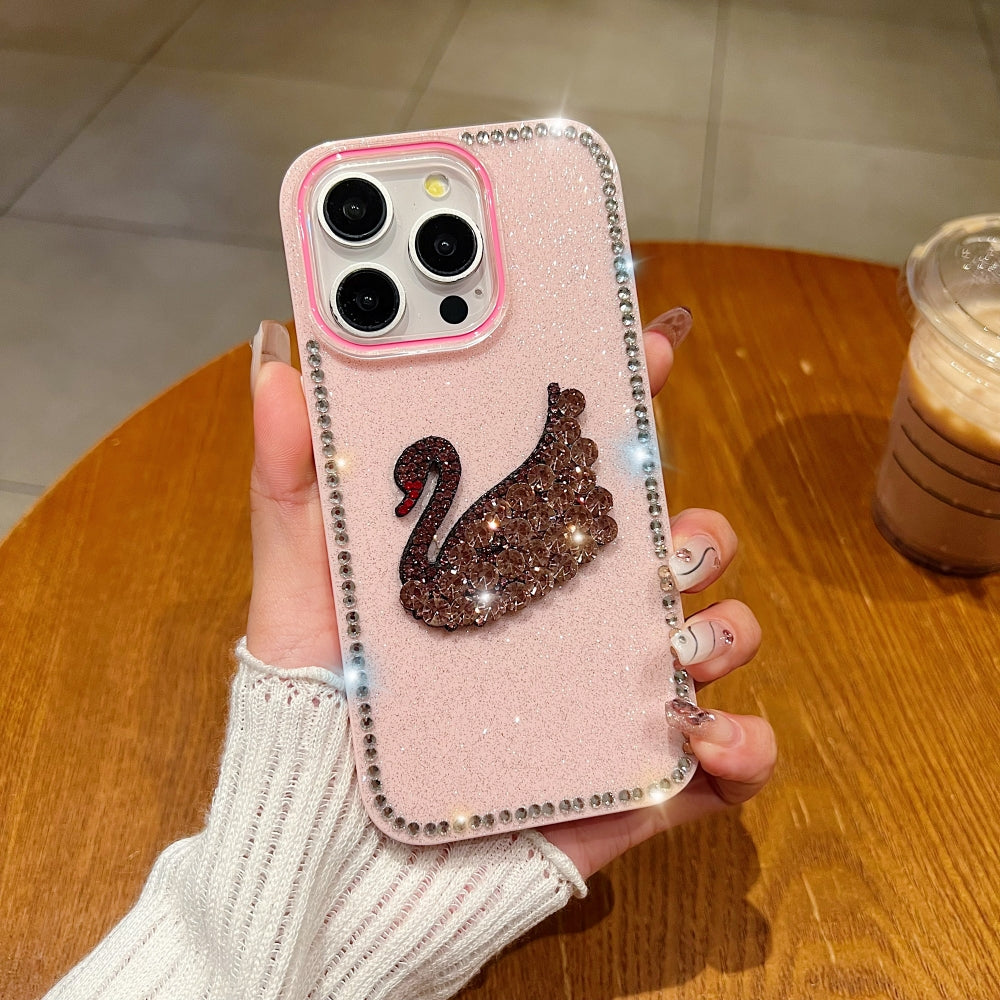 Glittery Diamond Swan Phone Case
