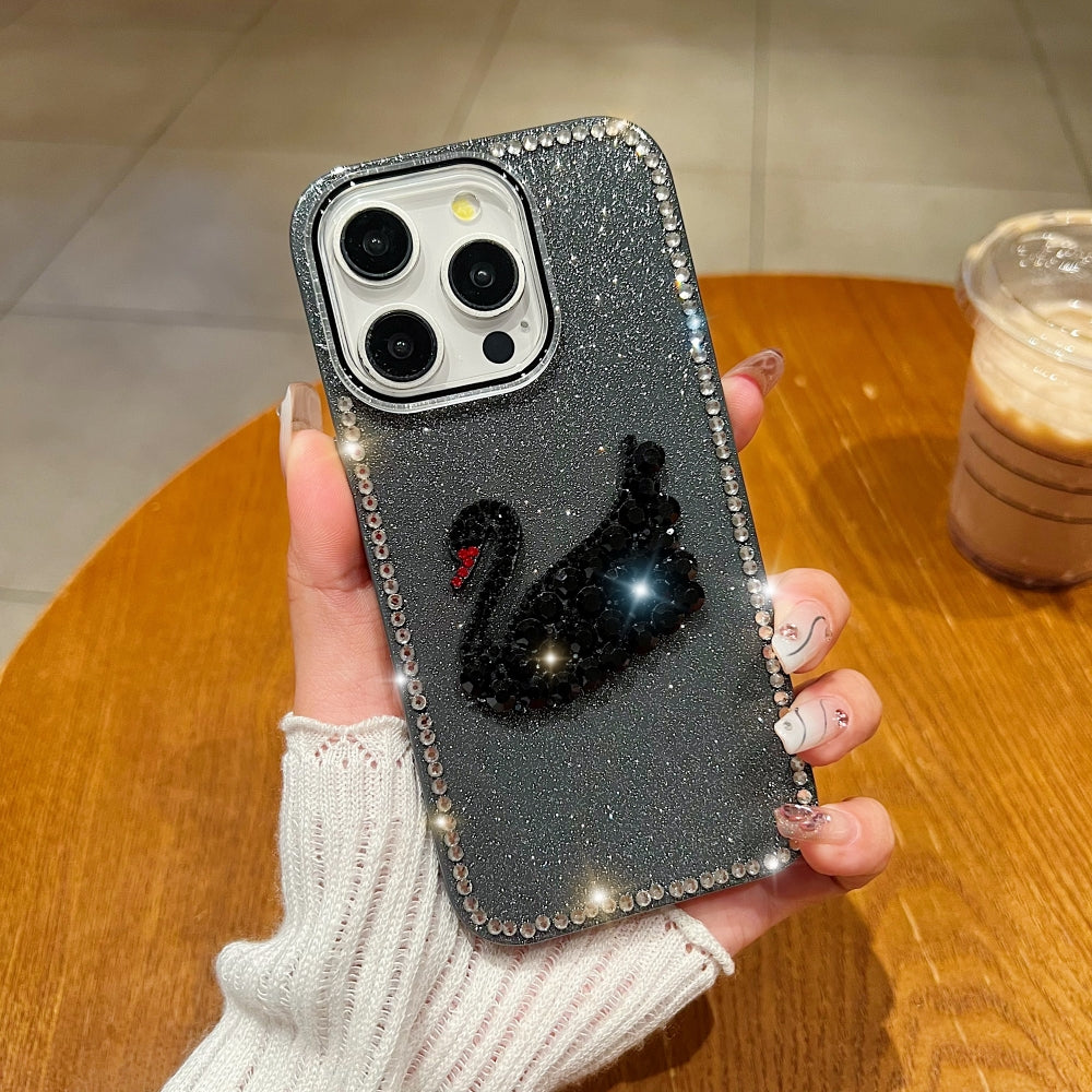 Glittery Diamond Swan Phone Case