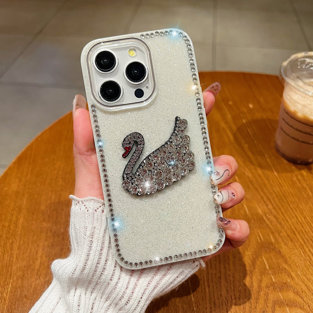 Glittery Diamond Swan Phone Case