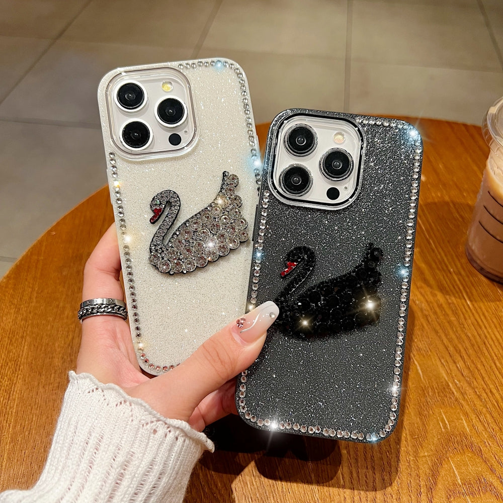Glittery Diamond Swan Phone Case