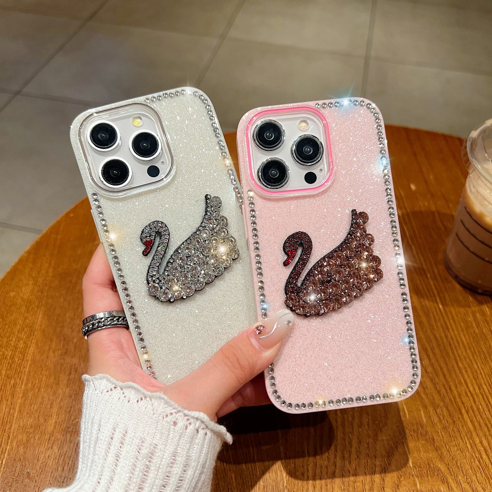 Glittery Diamond Swan Phone Case