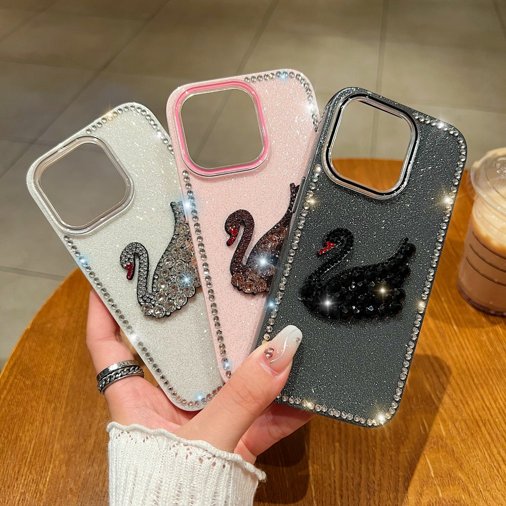 Glittery Diamond Swan Phone Case