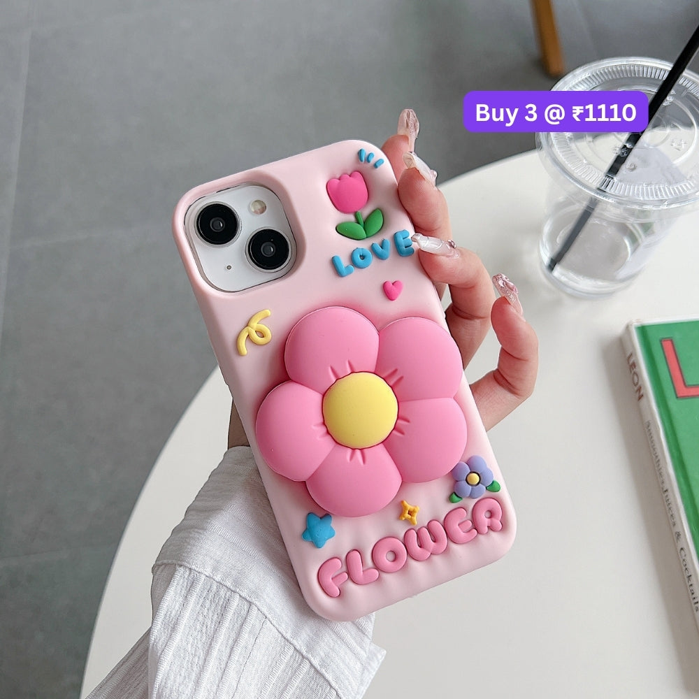 Spring Flower Stand Silicone Soft Phone Case | Mobile Cover - iPhone 13