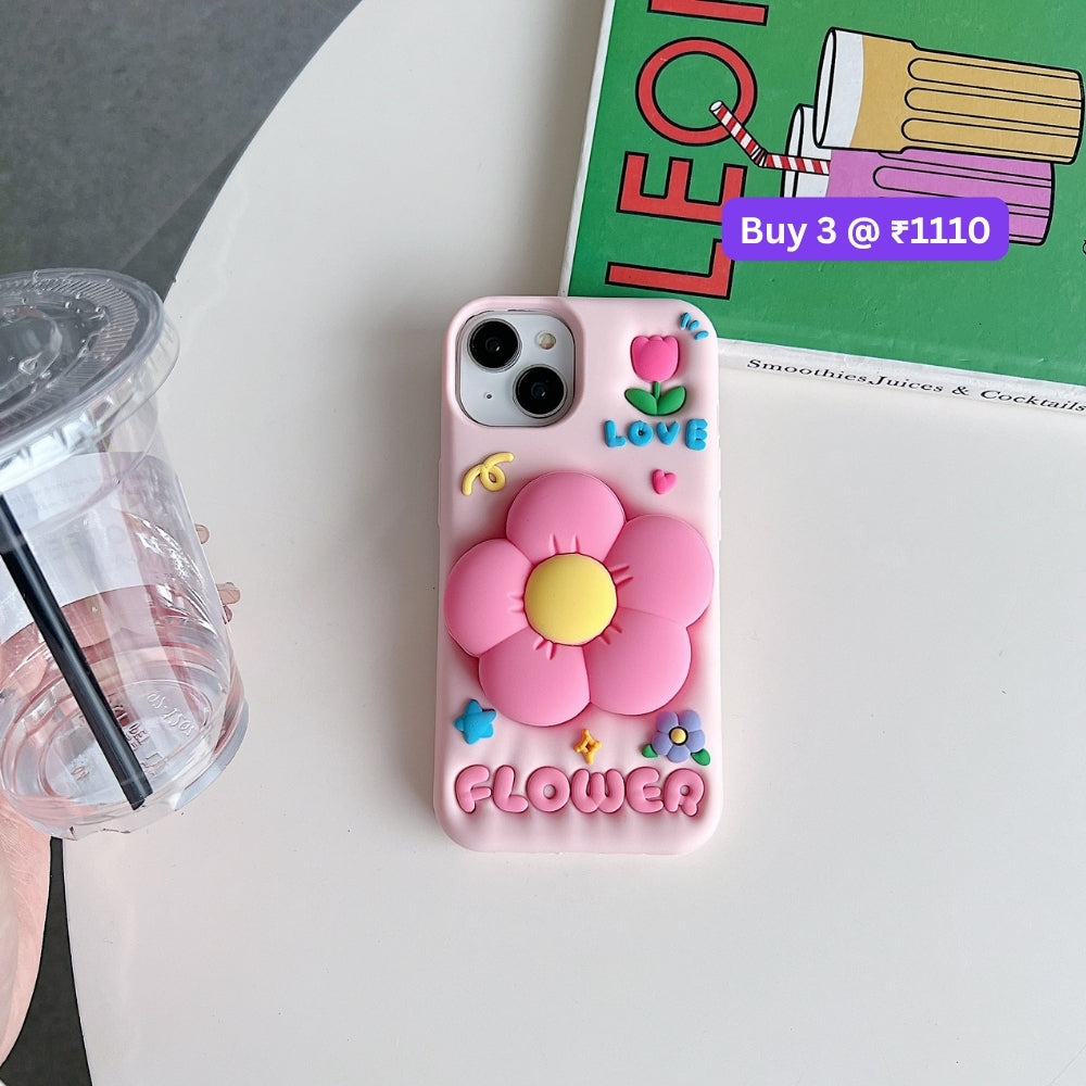 Spring Flower Stand Silicone Soft Phone Case | Mobile Cover - iPhone 13