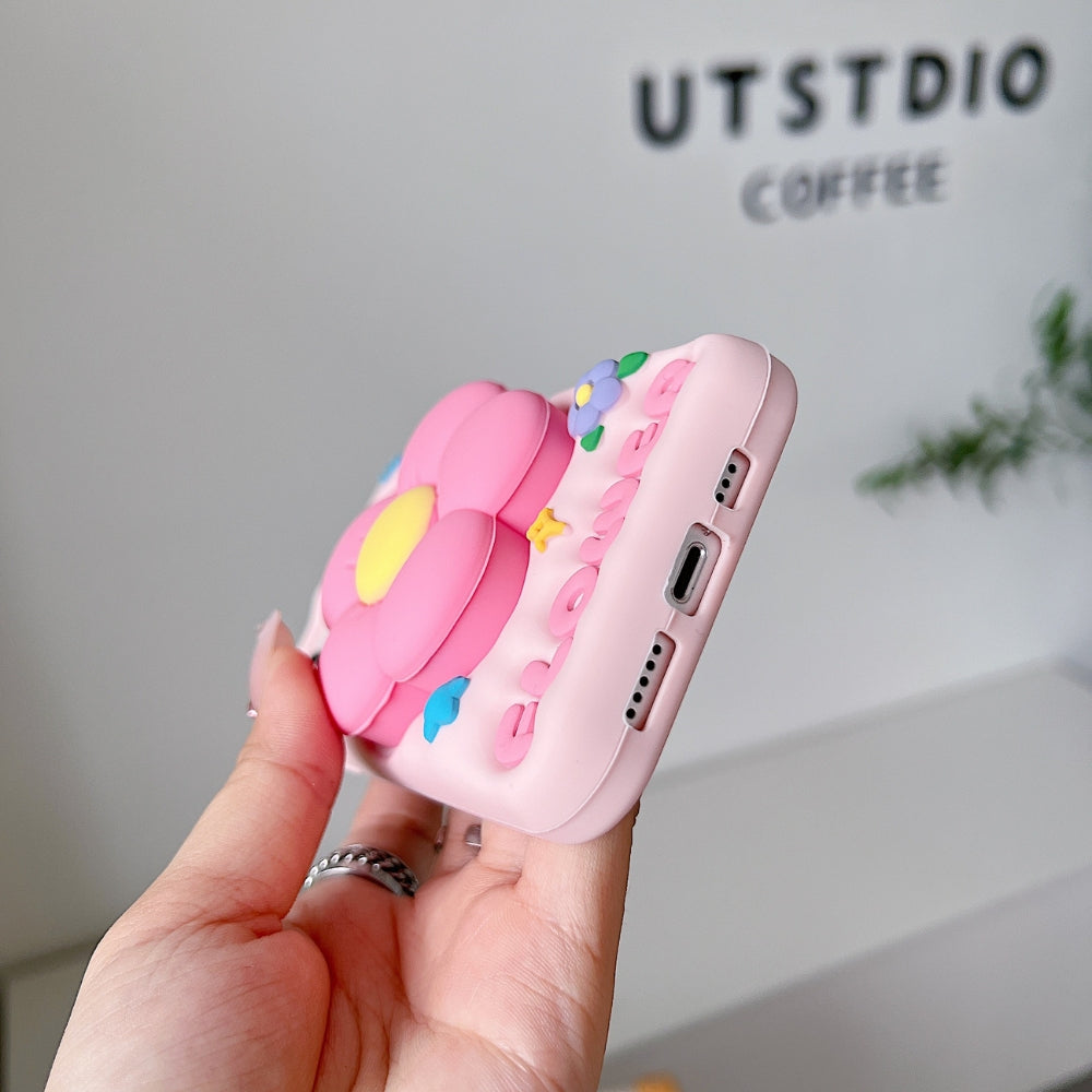 Spring Flower Stand Silicone Soft Phone Case | Mobile Cover - iPhone 16 Pro