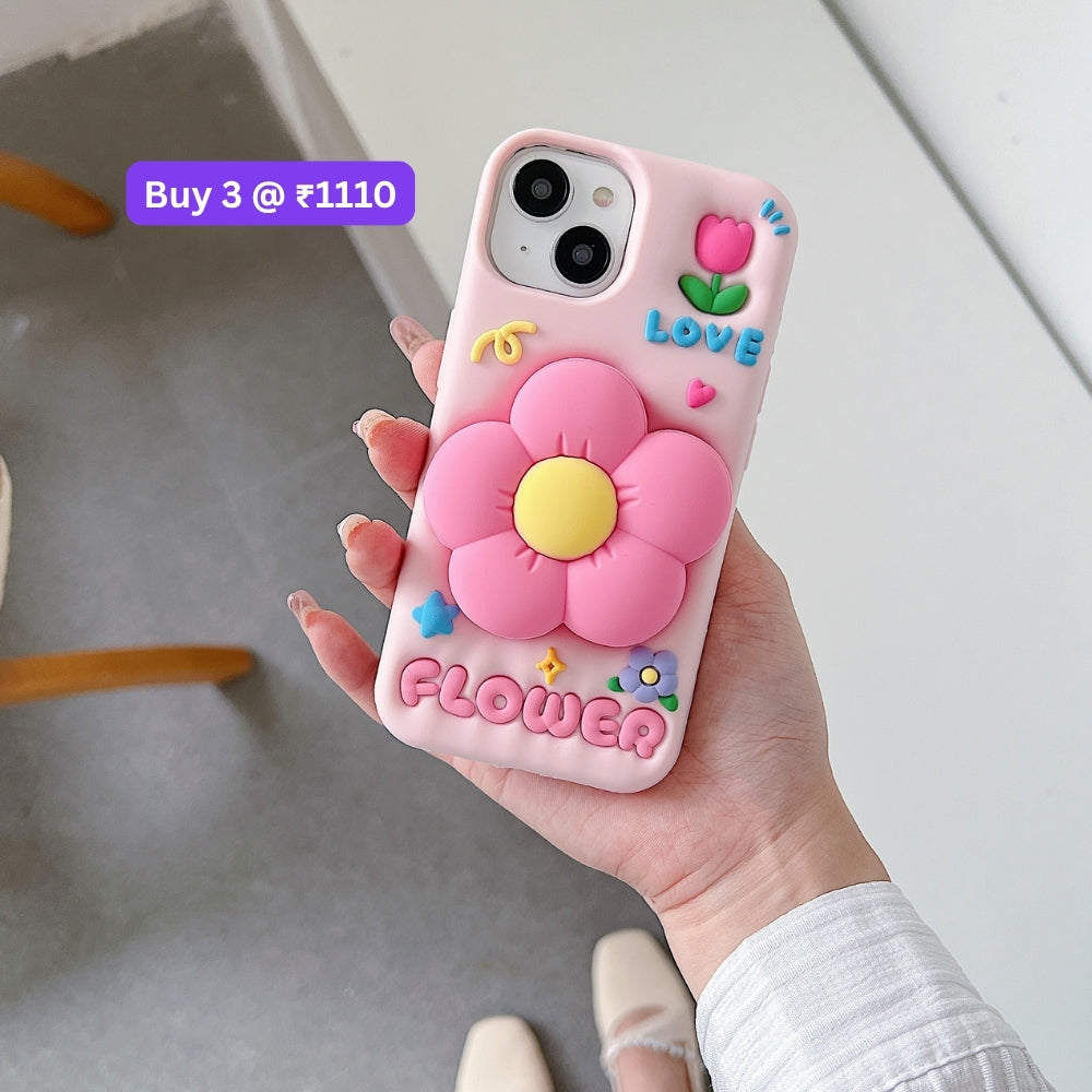 Spring Flower Stand Silicone Soft Phone Case | Mobile Cover - iPhone 13