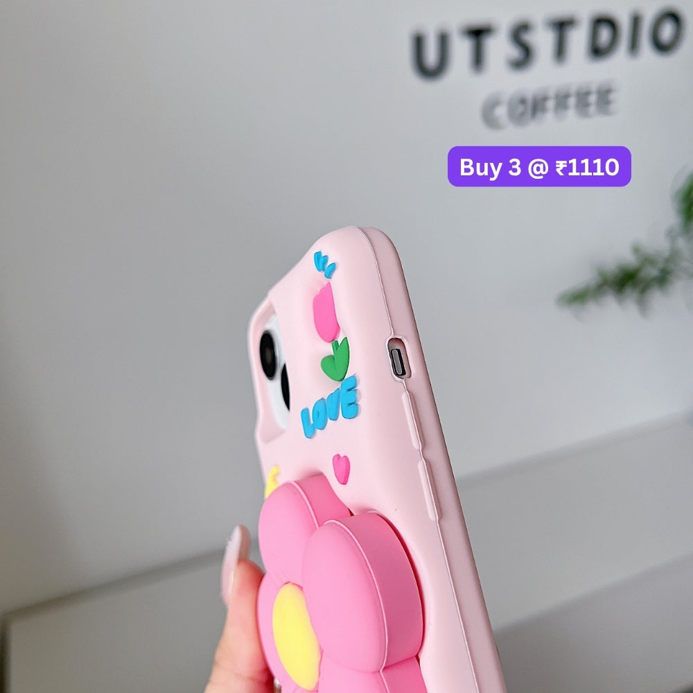 Spring Flower Stand Silicone Soft Phone Case | Mobile Cover - iPhone 13