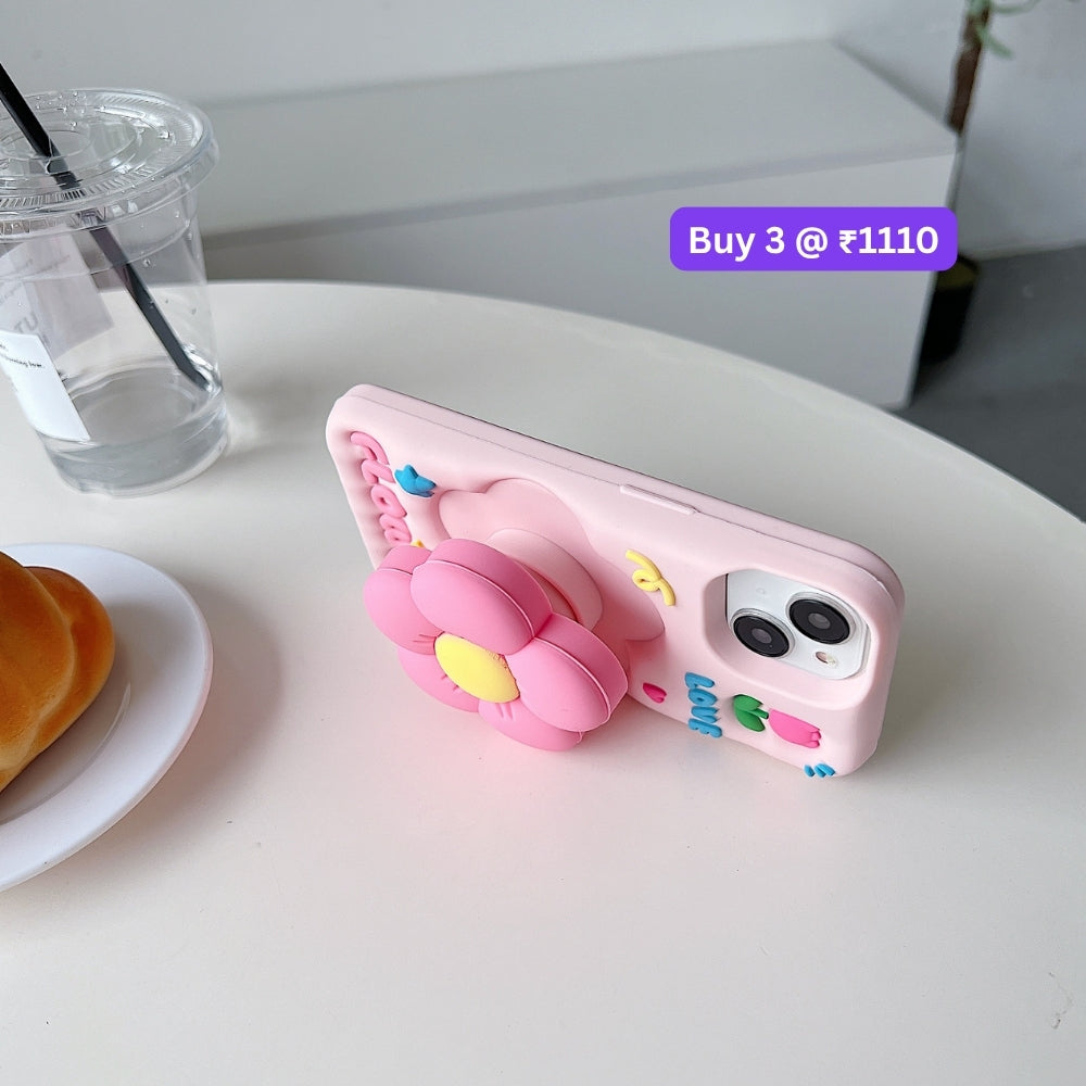 Spring Flower Stand Silicone Soft Phone Case | Mobile Cover - iPhone 13