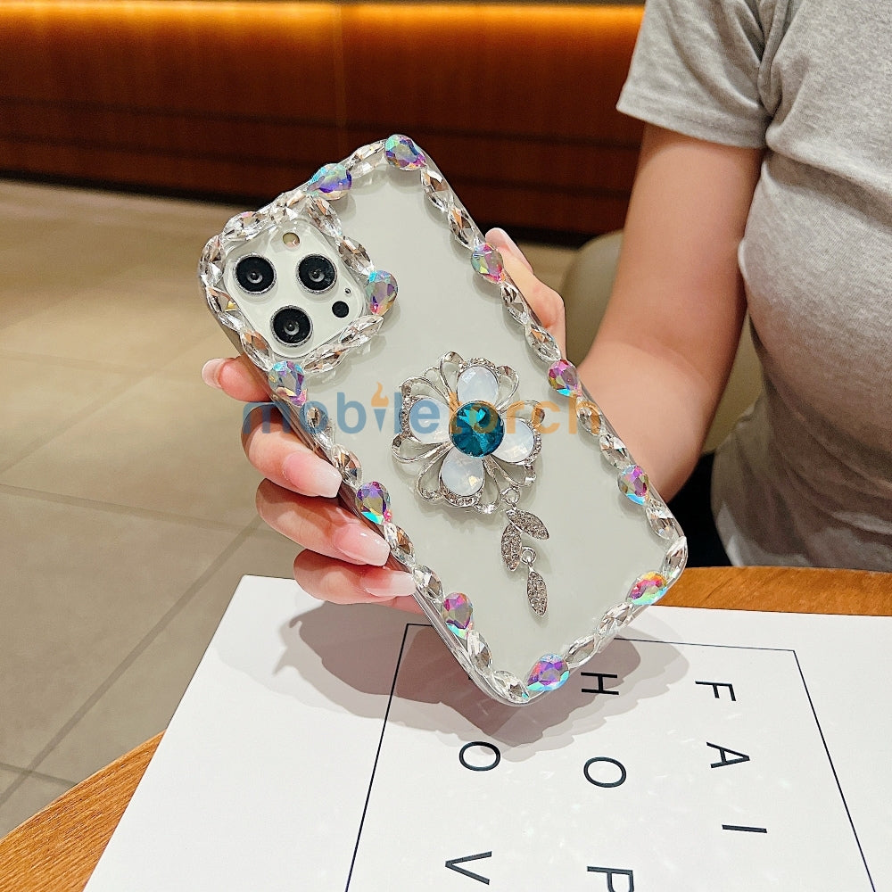 Sunflower Diamond Border Transparent Phone Case - iPhone 14 Pro