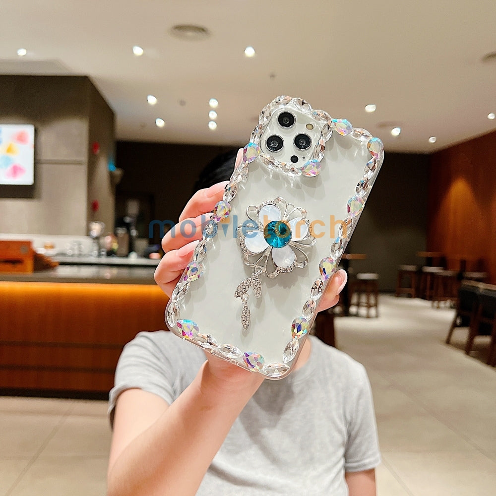 Sunflower Diamond Border Transparent Phone Case - iPhone 14 Pro