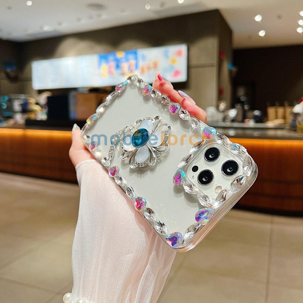 Sunflower Diamond Border Transparent Phone Case - iPhone 14 Pro