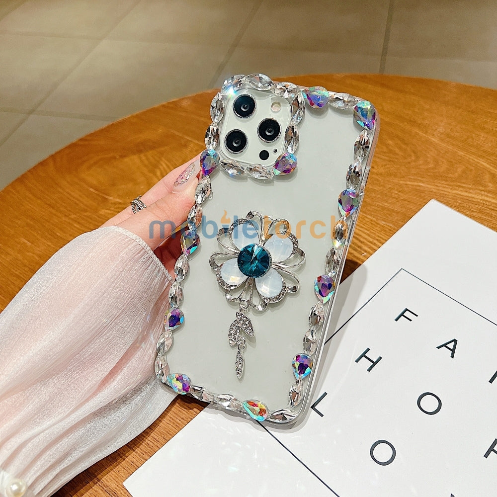 Sunflower Diamond Border Transparent Phone Case - iPhone 14 Pro