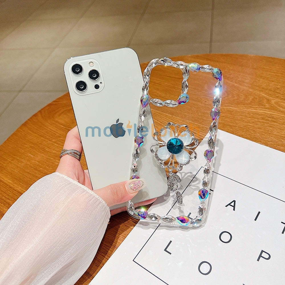 Sunflower Diamond Border Transparent Phone Case - iPhone 14 Pro