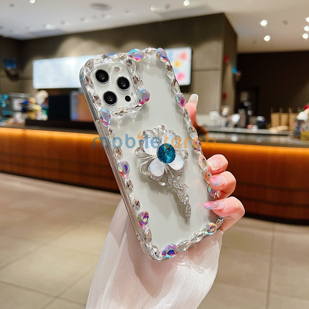 Sunflower Diamond Border Transparent Phone Case - iPhone 14 Pro