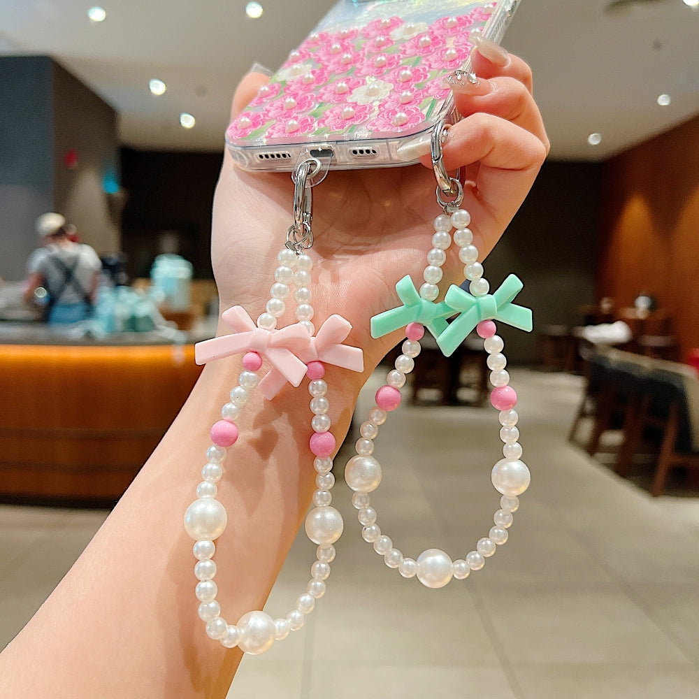 Sweet Pearl Bow Chain Style Phone Charm | Keychain | Handbag Charm