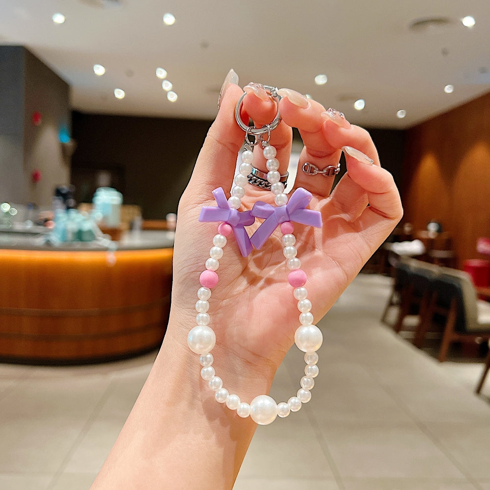 Sweet Pearl Bow Chain Style Phone Charm | Keychain | Handbag Charm