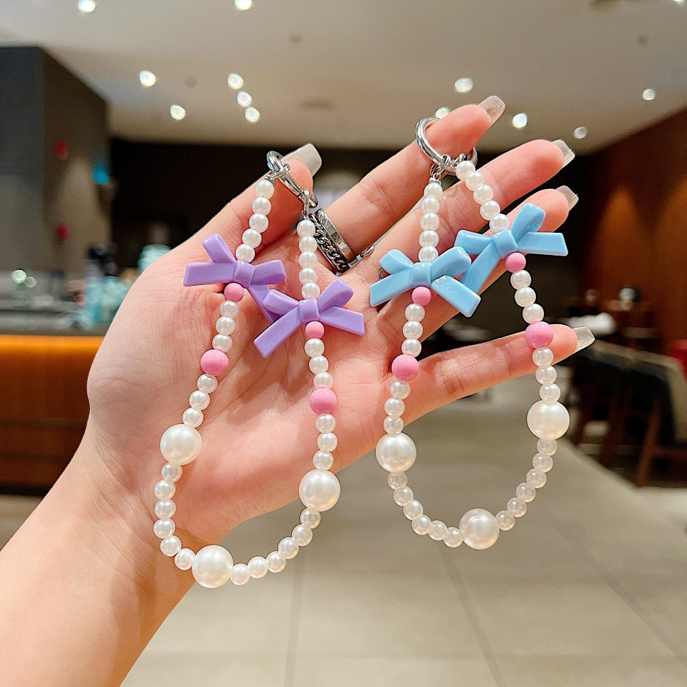 Sweet Pearl Bow Chain Style Phone Charm | Keychain | Handbag Charm