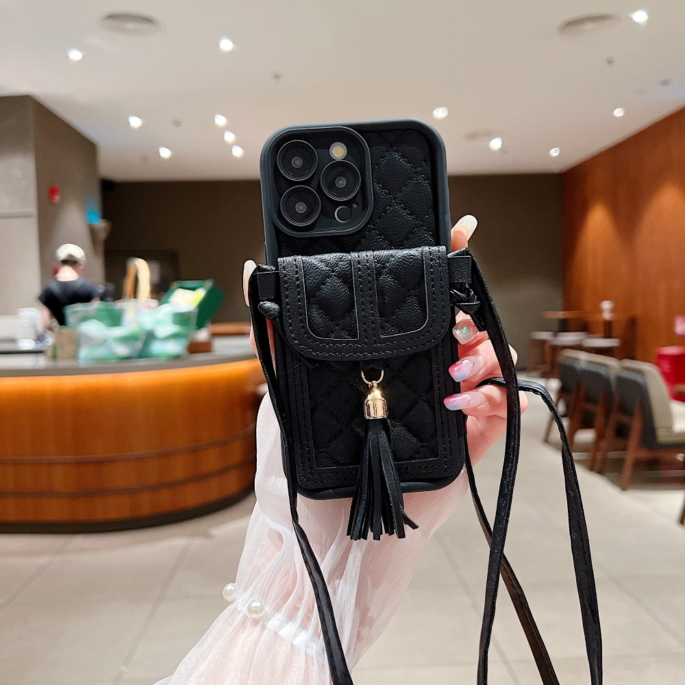 PU Leather Phone Case with Card Wallet and Strap
