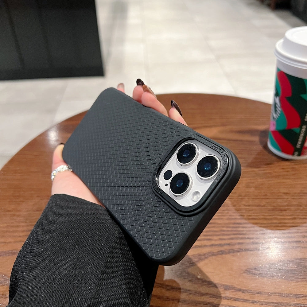 Textured Design Metal Camera Protection PC (Hard) Phone Case - iPhone 16