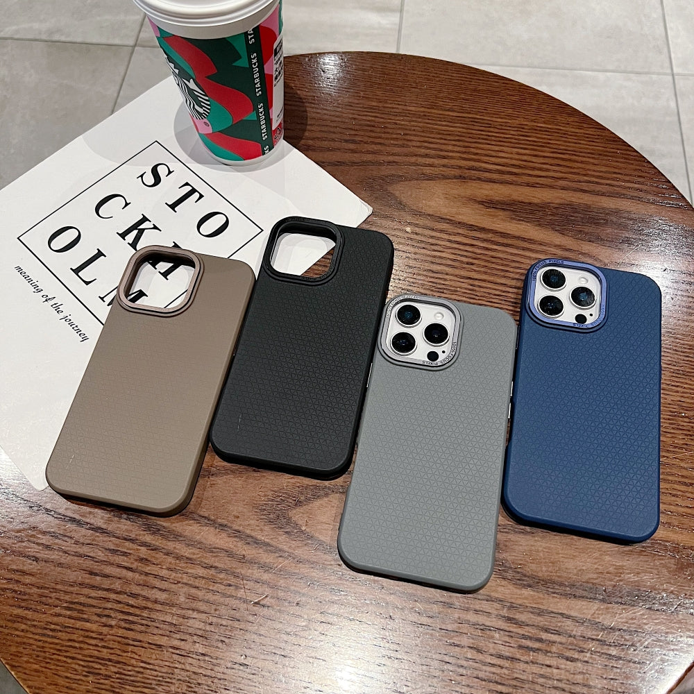 Textured Design Metal Camera Protection PC (Hard) Phone Case - iPhone 16