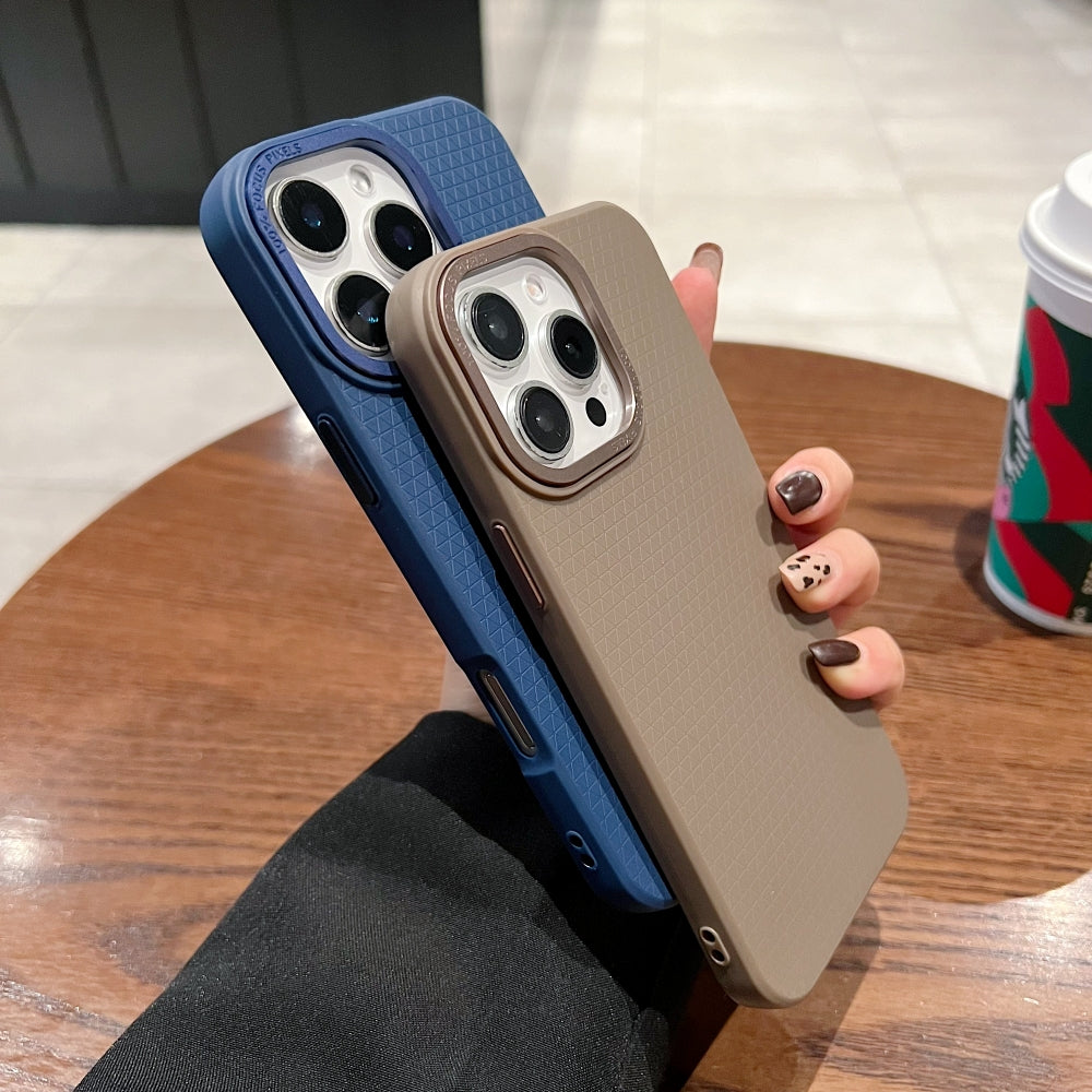 Textured Design Metal Camera Protection PC (Hard) Phone Case - iPhone 16