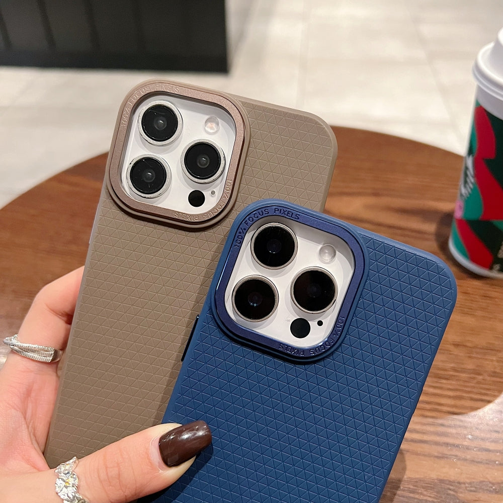 Textured Design Metal Camera Protection PC (Hard) Phone Case - iPhone 16