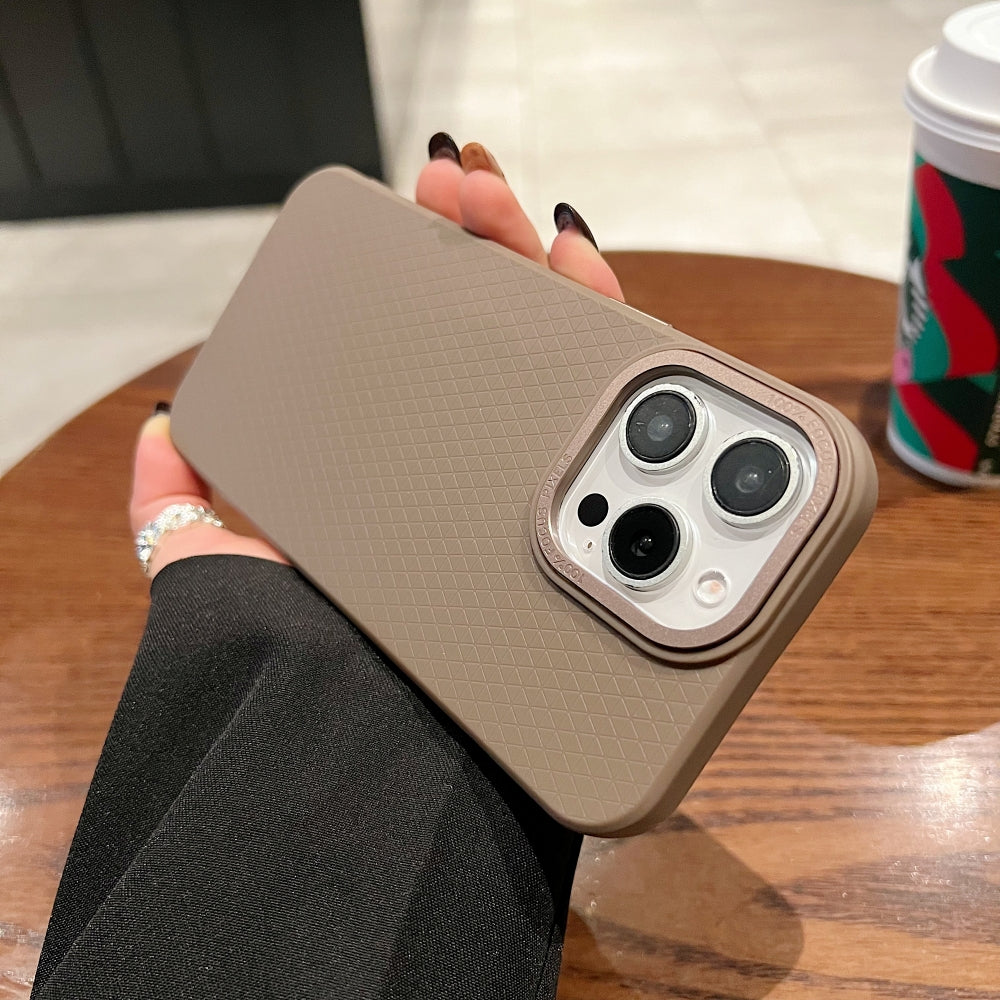 Textured Design Metal Camera Protection PC (Hard) Phone Case - iPhone 16