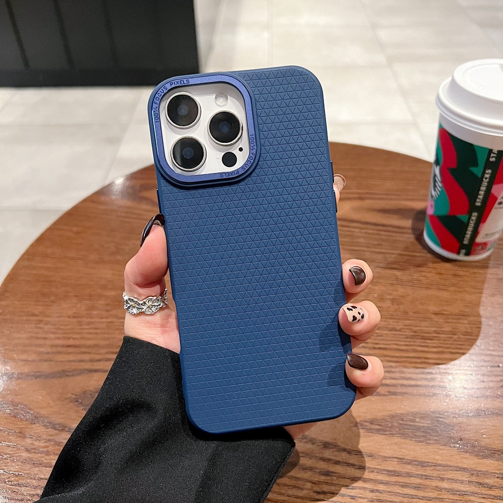 Textured Design Metal Camera Protection PC (Hard) Phone Case - iPhone 16