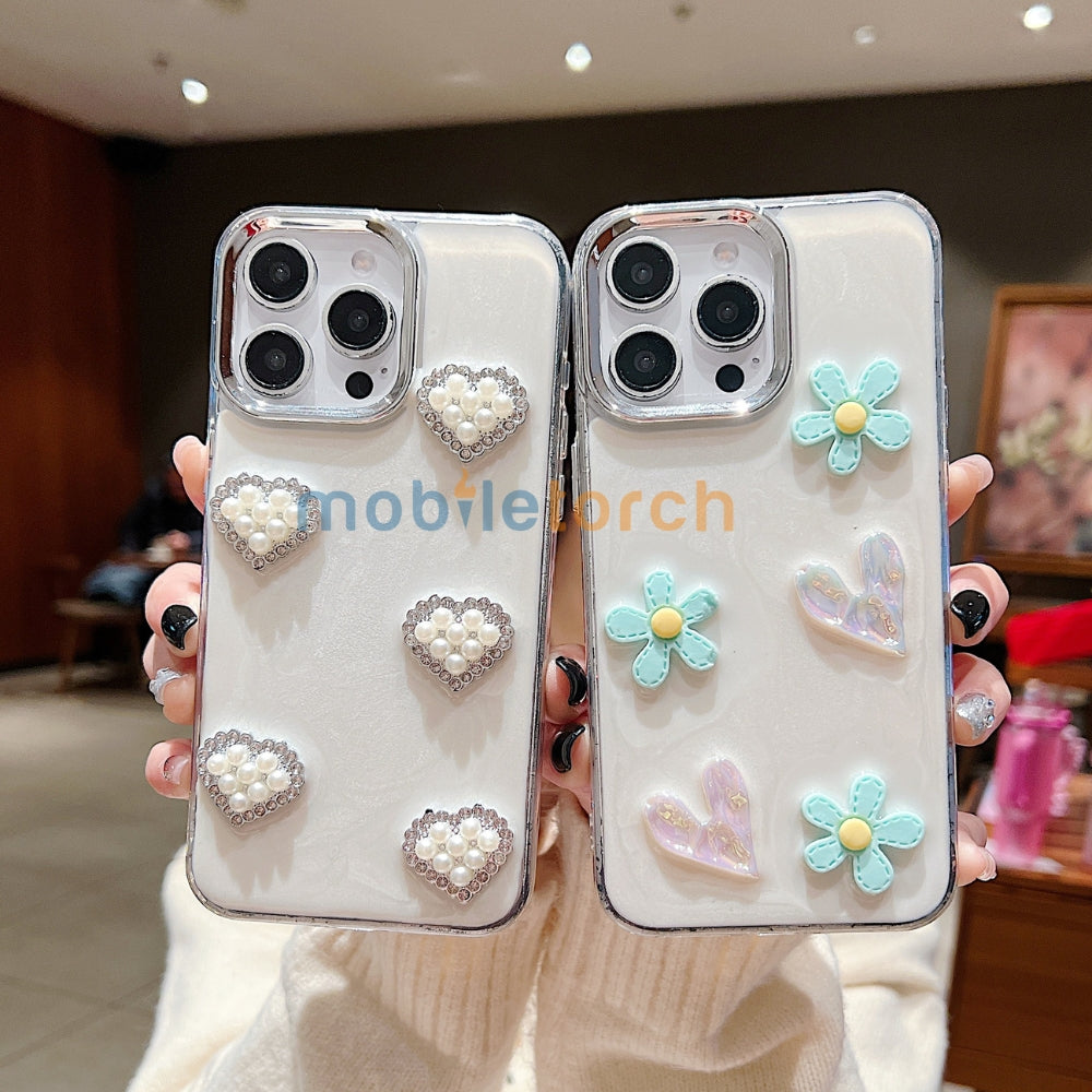 Tiny Bear | Flower | Heart | Mirror Shockproof TPU (Soft) Phone Case - iPhone 16 Plus