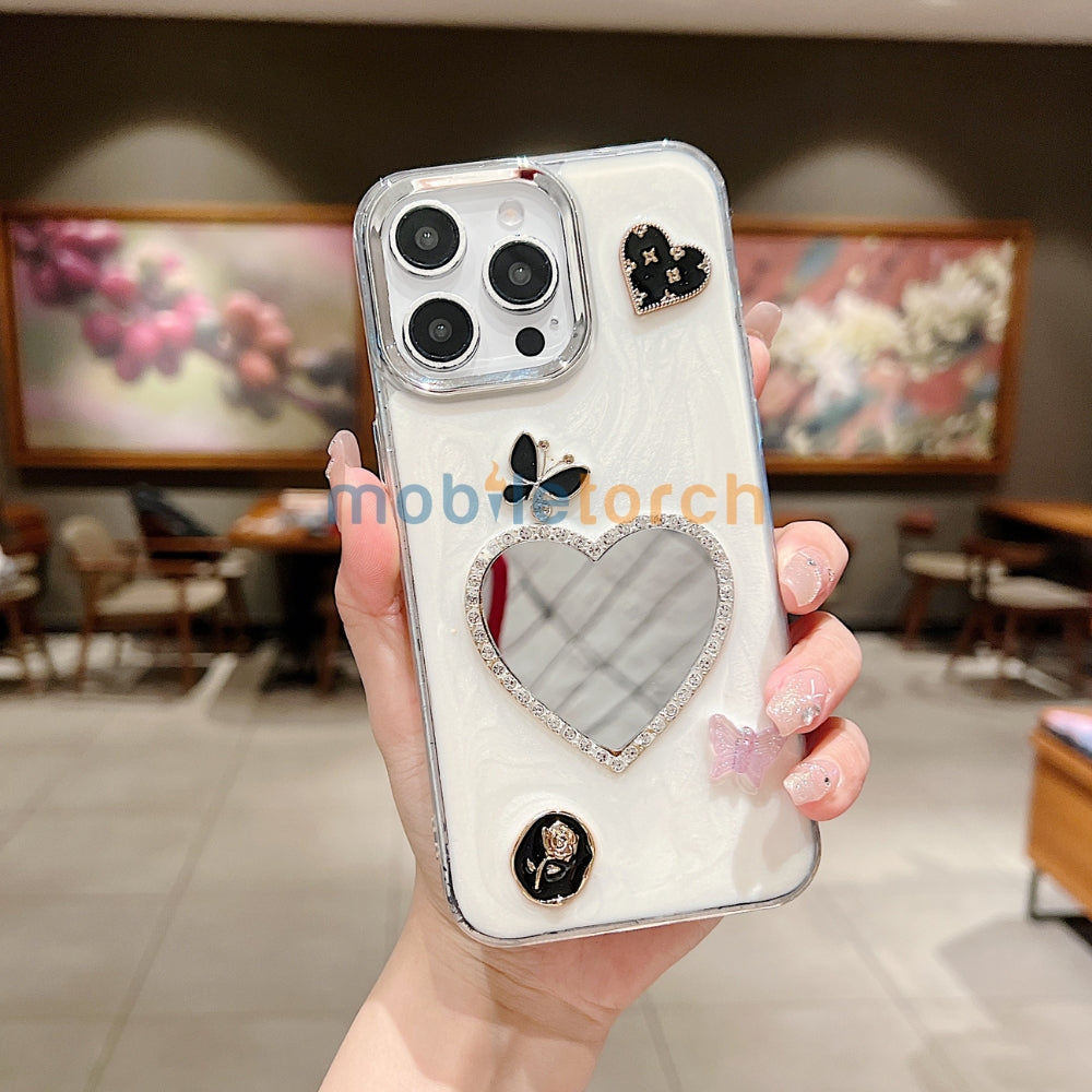 Tiny Bear | Flower | Heart | Mirror Shockproof TPU (Soft) Phone Case - iPhone 16 Plus