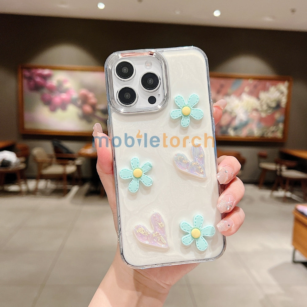 Tiny Bear | Flower | Heart | Mirror Shockproof TPU (Soft) Phone Case - iPhone 16 Plus