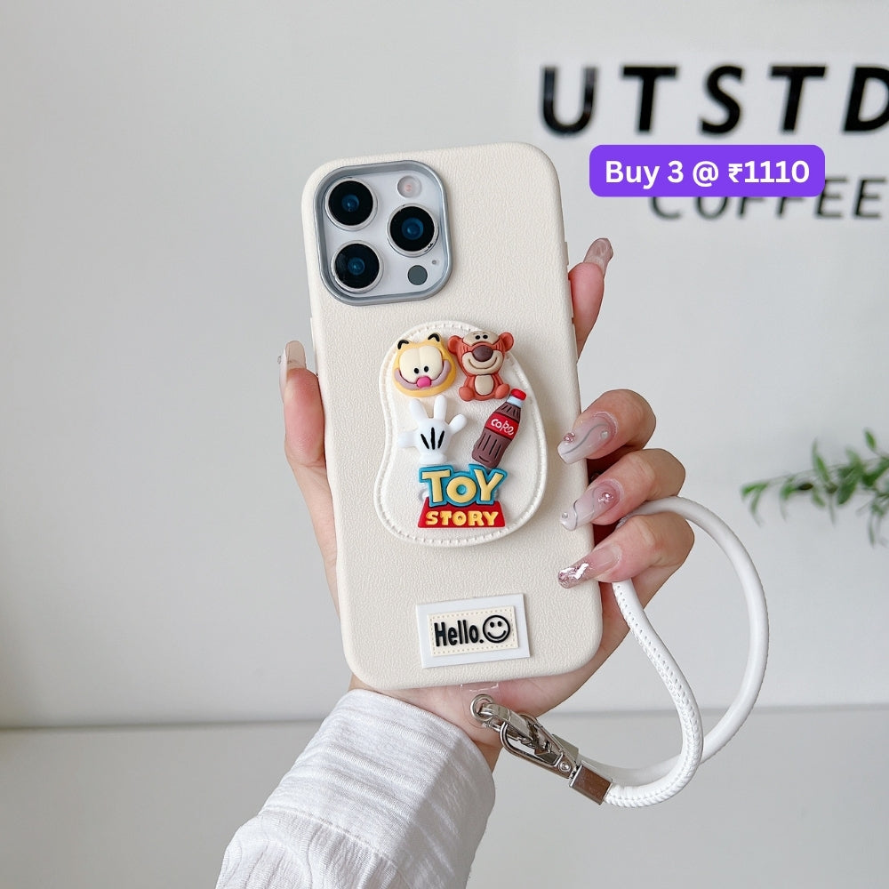 Toy Story Holder PU Leather Phone Case | Mobile Cover with Bracelet - Vivo Y16