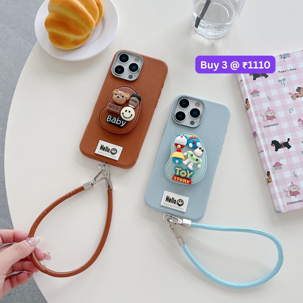 Toy Story Holder PU Leather Phone Case | Mobile Cover with Bracelet - Vivo Y16