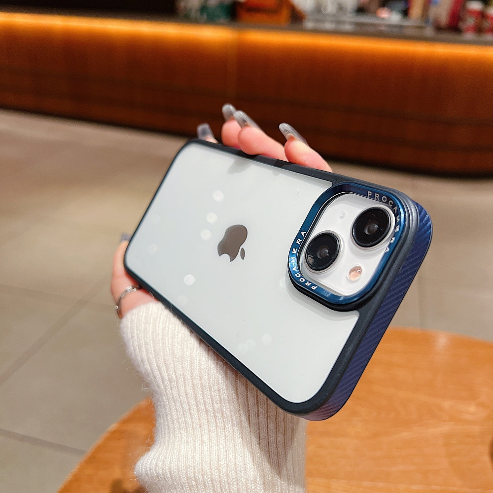 Luxury Transparent Anti-shock Metal Camera Ring Case - iPhone 15 Pro