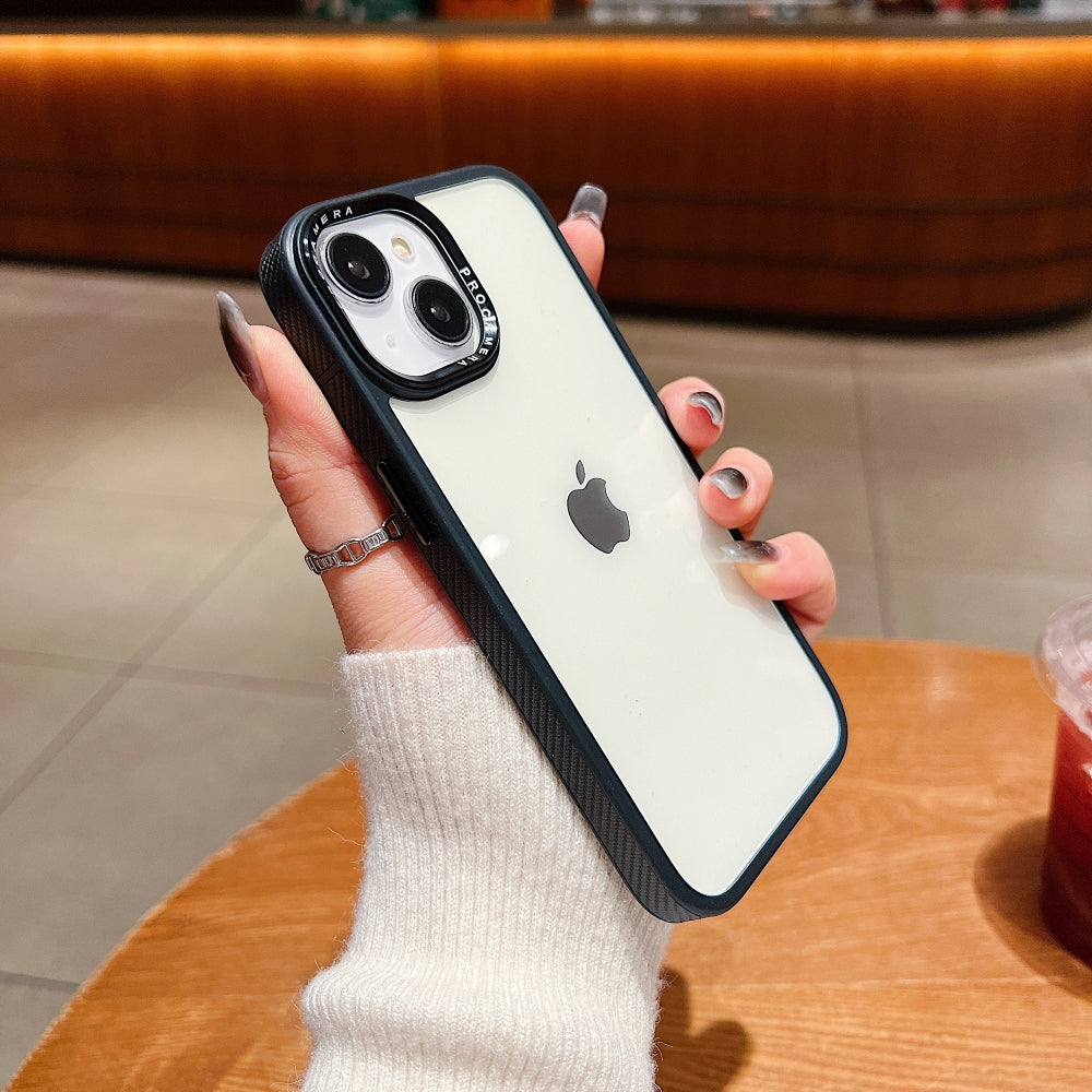 Luxury Transparent Anti-shock Metal Camera Ring Case - iPhone 15 Pro