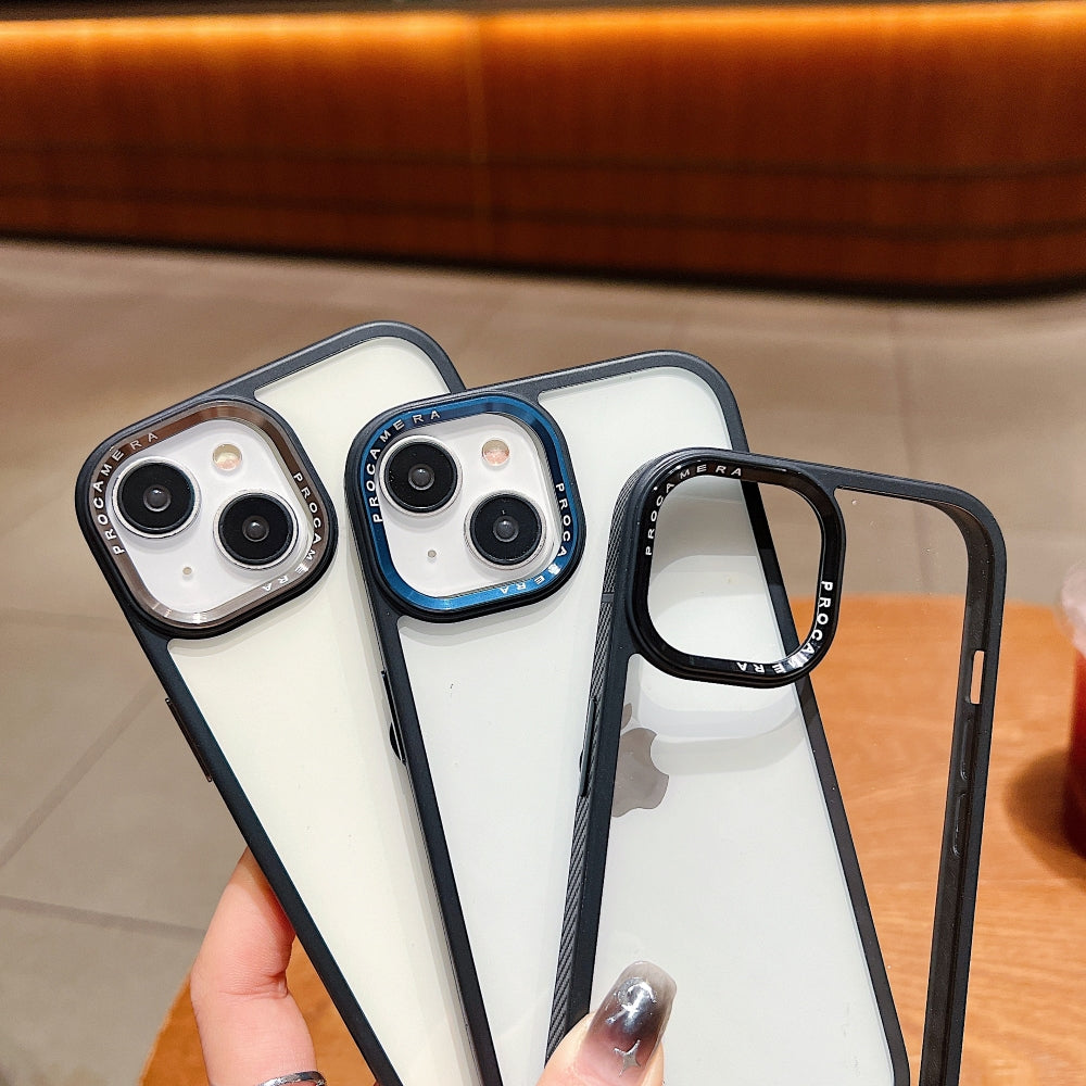 Luxury Transparent Anti-shock Metal Camera Ring Case - iPhone 15 Pro