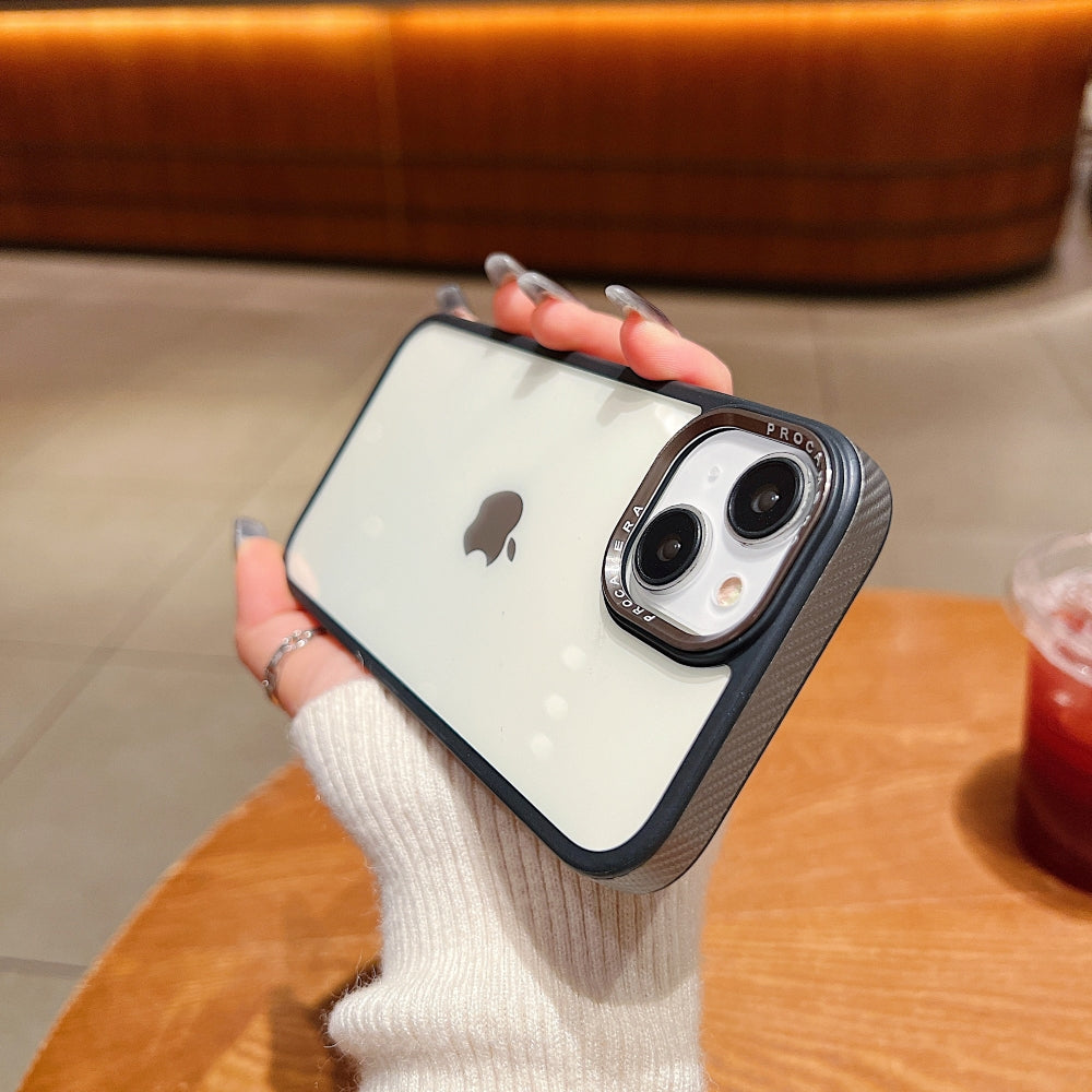 Luxury Transparent Anti-shock Metal Camera Ring Case - iPhone 15 Pro