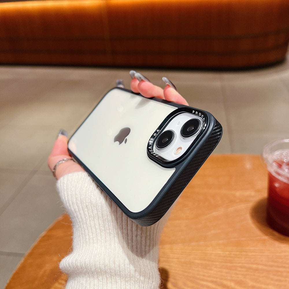 Luxury Transparent Anti-shock Metal Camera Ring Case - iPhone 15 Pro