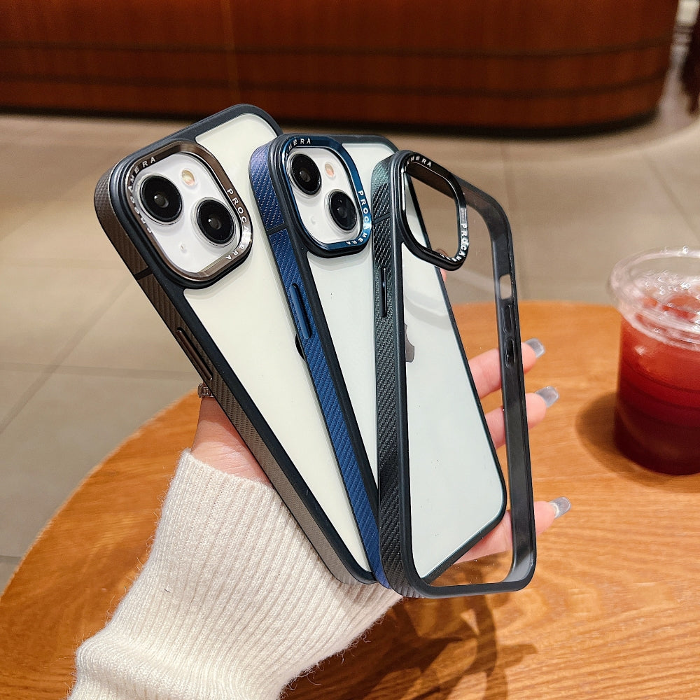 Luxury Transparent Anti-shock Metal Camera Ring Case - iPhone 15 Pro