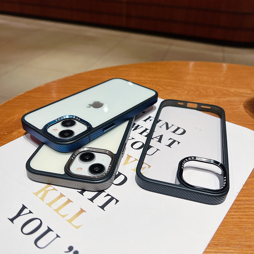 Luxury Transparent Anti-shock Metal Camera Ring Case - iPhone 15 Pro