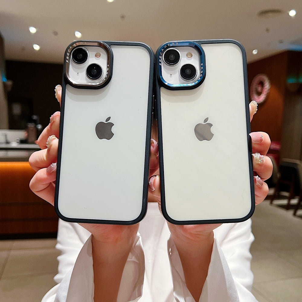 Luxury Transparent Anti-shock Metal Camera Ring Case - iPhone 15 Pro