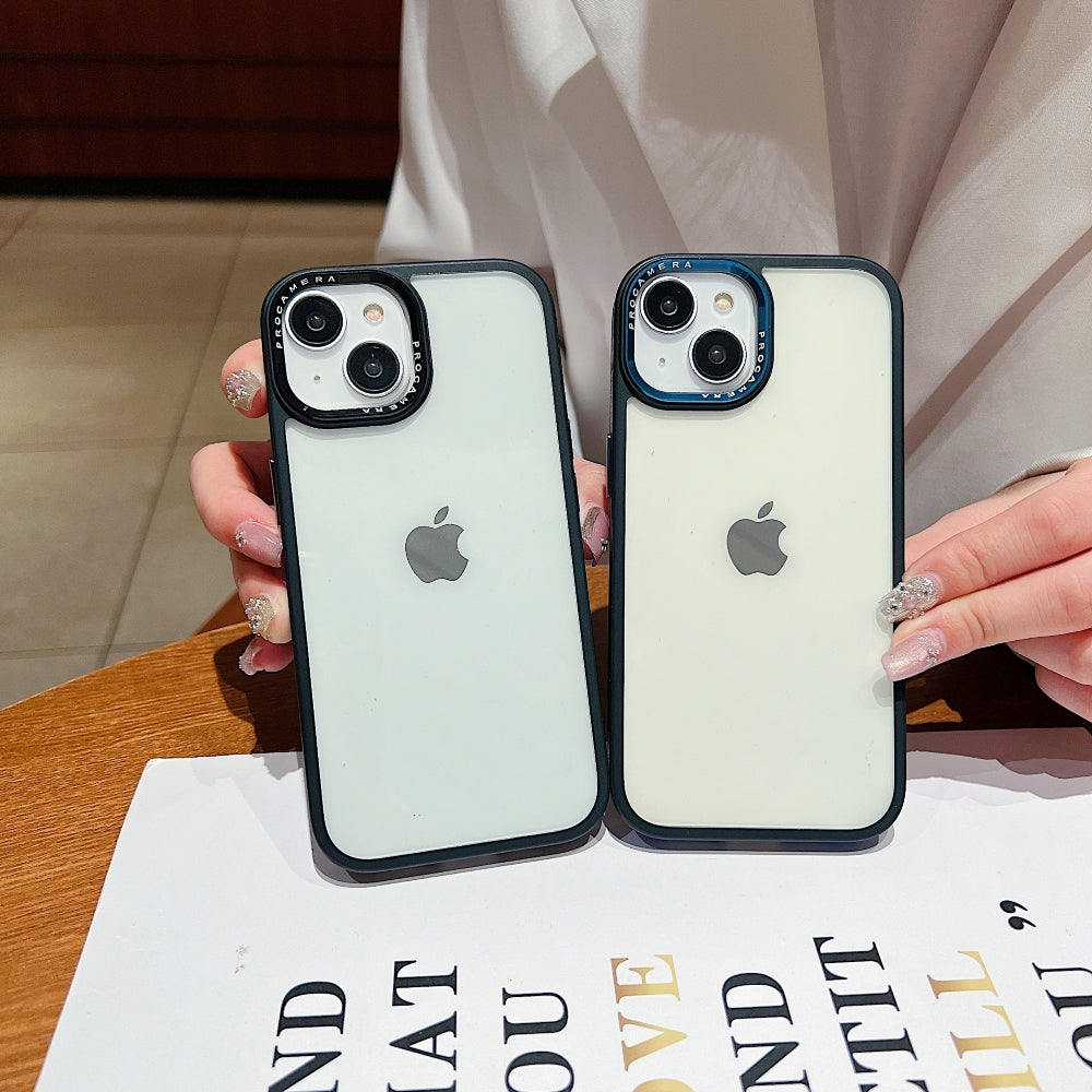 Luxury Transparent Anti-shock Metal Camera Ring Case - iPhone 15 Pro