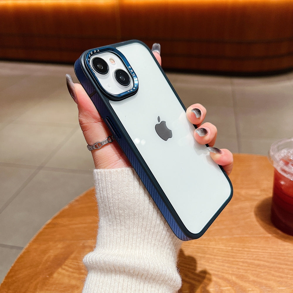 Luxury Transparent Anti-shock Metal Camera Ring Case - iPhone 15 Pro