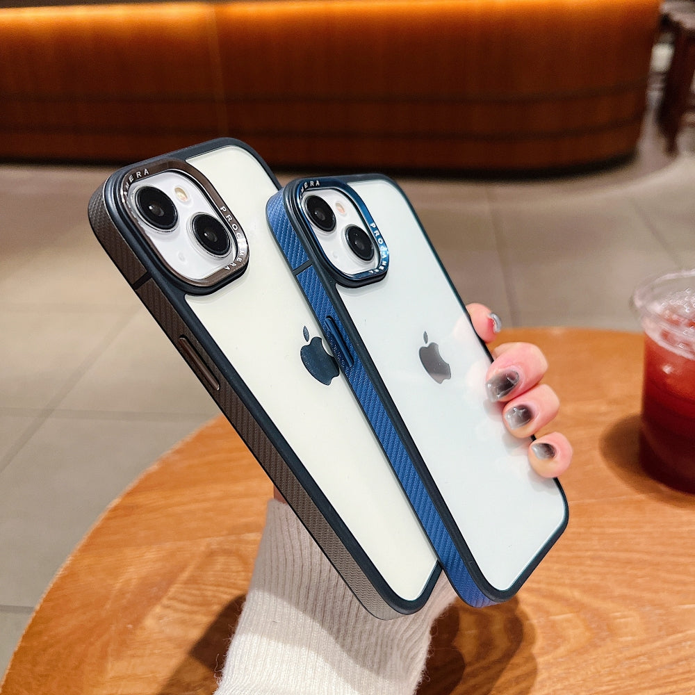 Luxury Transparent Anti-shock Metal Camera Ring Case - iPhone 15 Pro