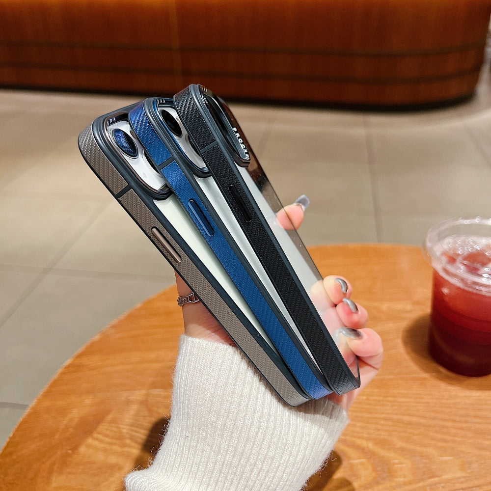 Luxury Transparent Anti-shock Metal Camera Ring Case - iPhone 15 Pro