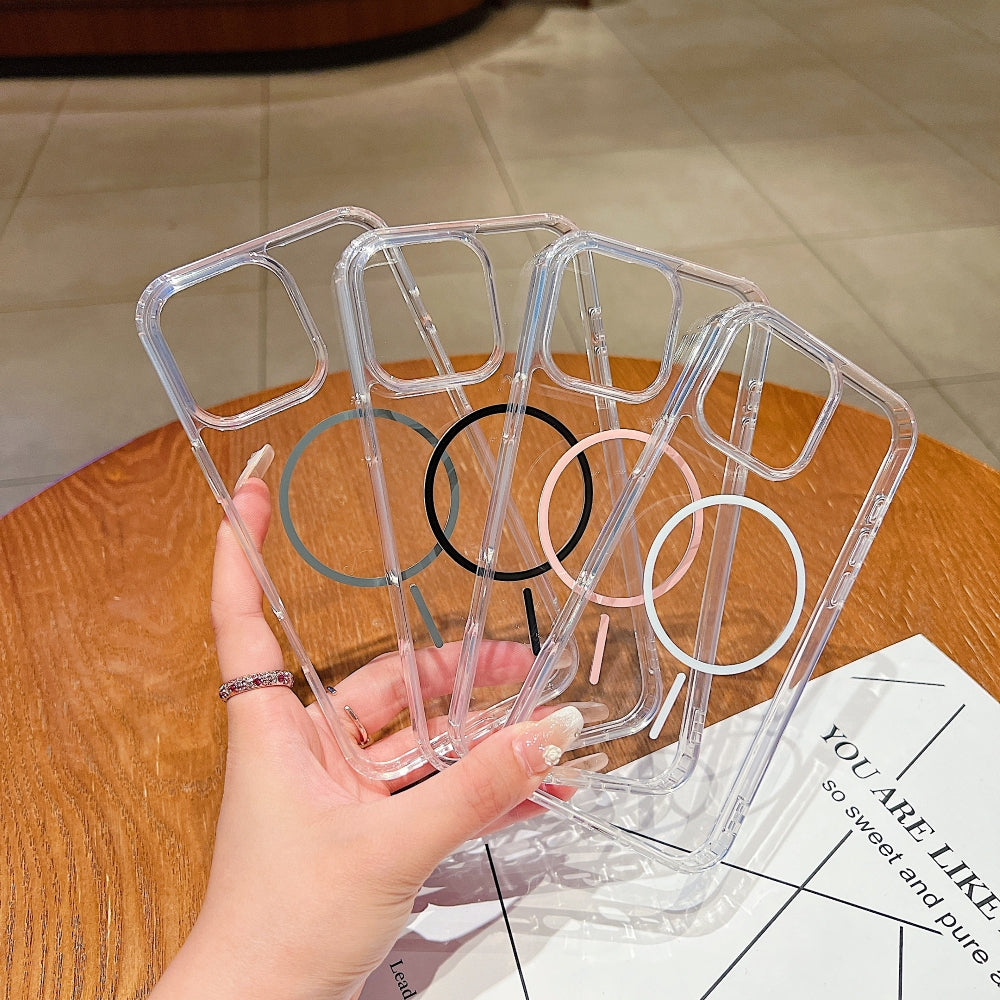 Transparent Flock Lining Magsafe Phone Case