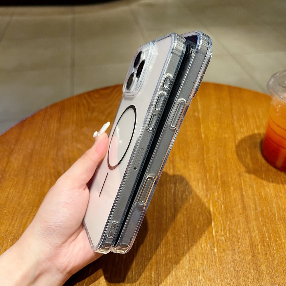 Transparent Flock Lining Magsafe Phone Case