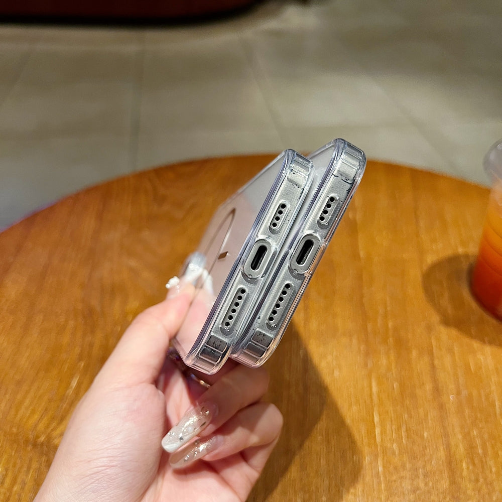 Transparent Flock Lining Magsafe Phone Case