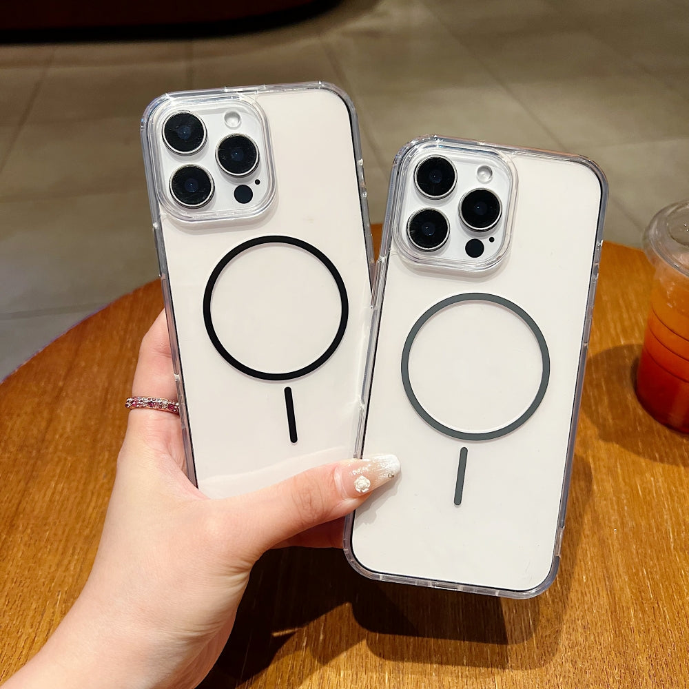 Transparent Flock Lining Magsafe Phone Case